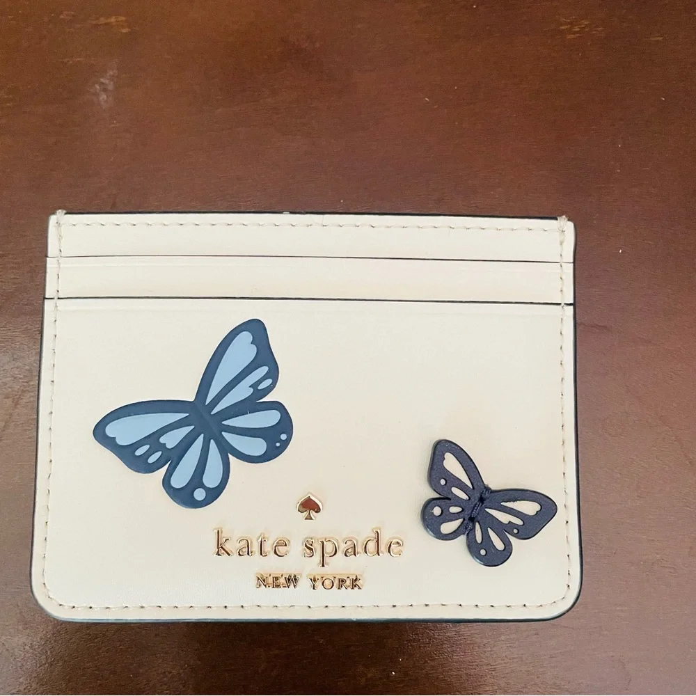 • NWT KATE SPADE FLUTTER FLY 3D BUTTERFLY CROSSBODY BLUE MULTI WHITE CARD HOLDER
